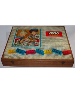 1962 Lego 710-4 Wooden Storage Esso Service Box with Content