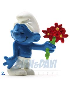 2.0044 20044 Lover Smurf Puffo Innamorato con Fiori 2A