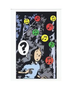 Tintin Moulinsart Double Postcard 16,5x12,5cm - 31051 Tintin Notes Musique