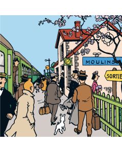 Tintin Moulinsart Postcard Carte Double 15x15cm - 3118205 Gare Moulinsart