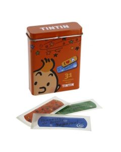 Tintin cartoleria 16015 Orange metal box with Tintin plasters