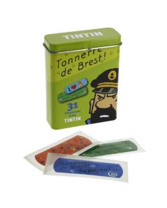Tintin cartoleria 16016 Green metal box with Tintin plasters